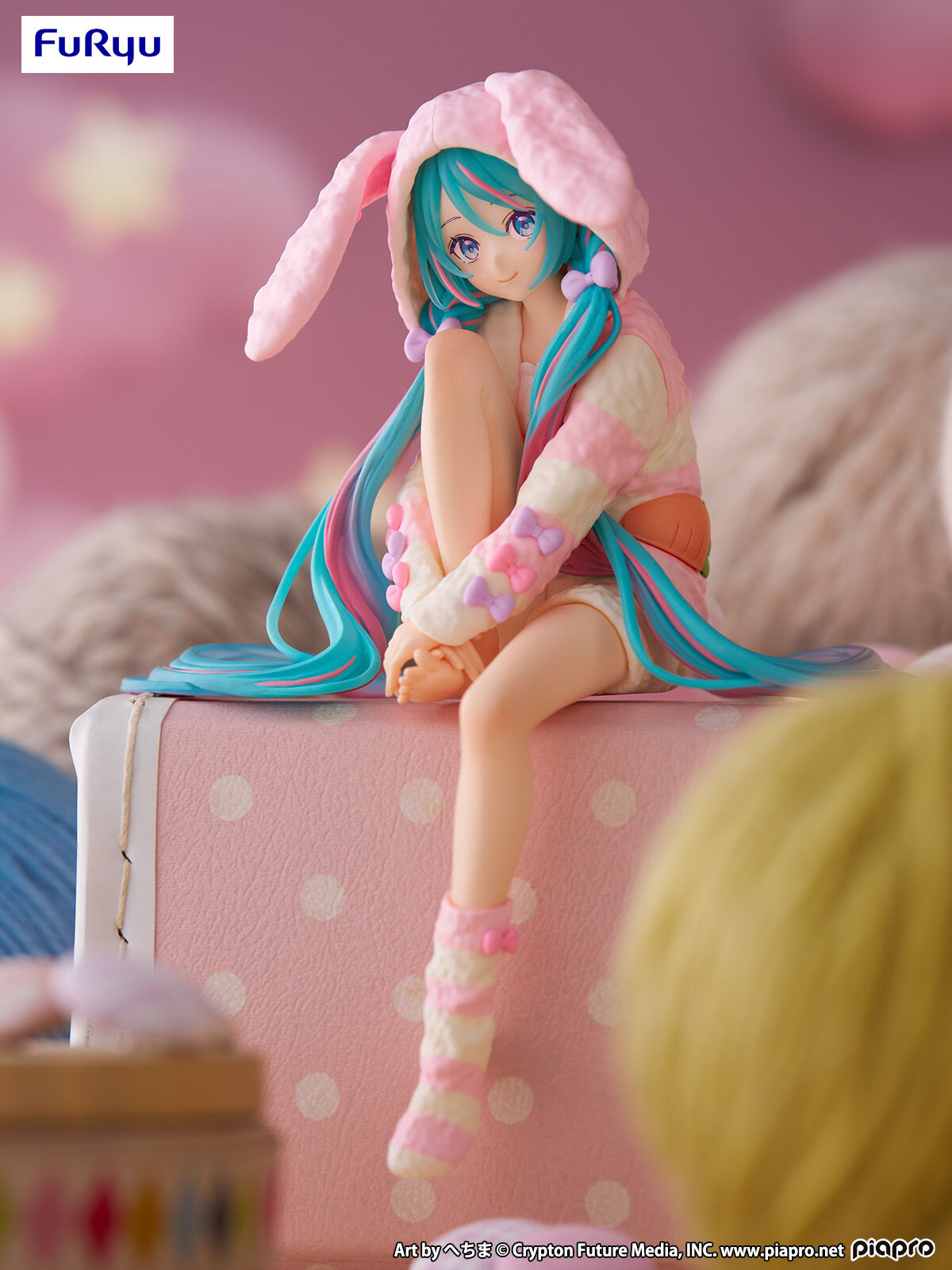 Hatsune Miku Rabbit Ear Hood Pajama Noodle Stopper Figure