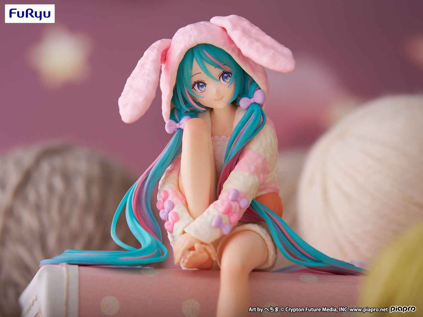 Hatsune Miku Rabbit Ear Hood Pajama Noodle Stopper Figure